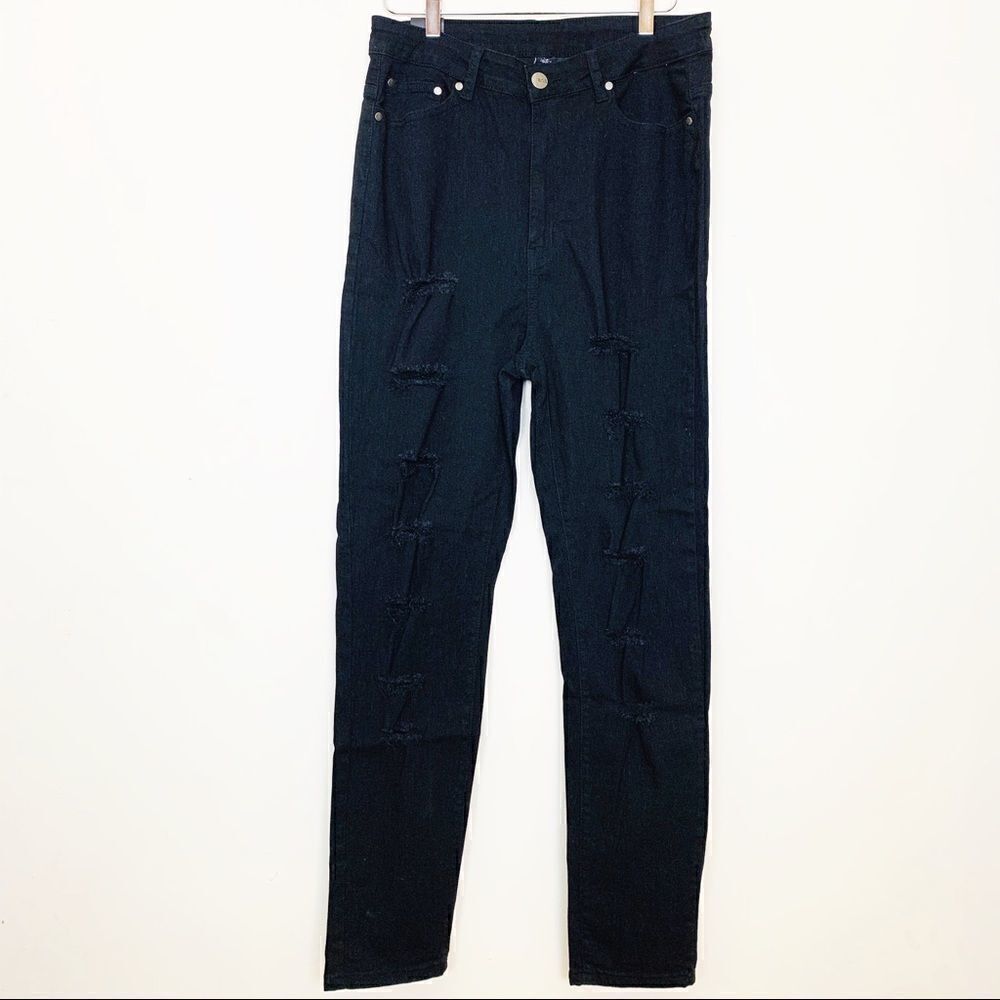 B.O.B Black Distressed Stretch Skinny Jean, 2X